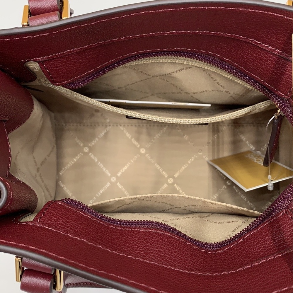 Michael Kors Hamilton Small Satchel Shoulder Crossbody Bag Dark Cherry color - Picture 11 of 16